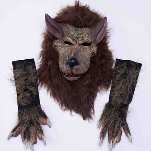 Halloween Werewolf Wolfman Mask and Gloves-Spooky Monster Costume